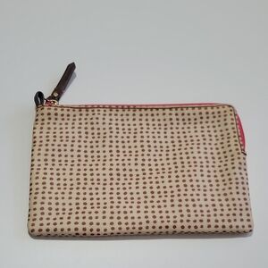 Fossil Brown and Cream Polka Dot Wristlet